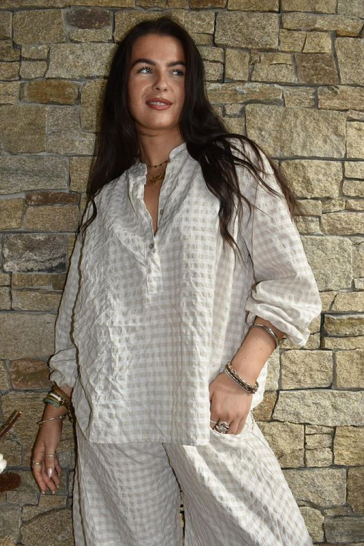 Nonni Gingham Nero Blouse Stone